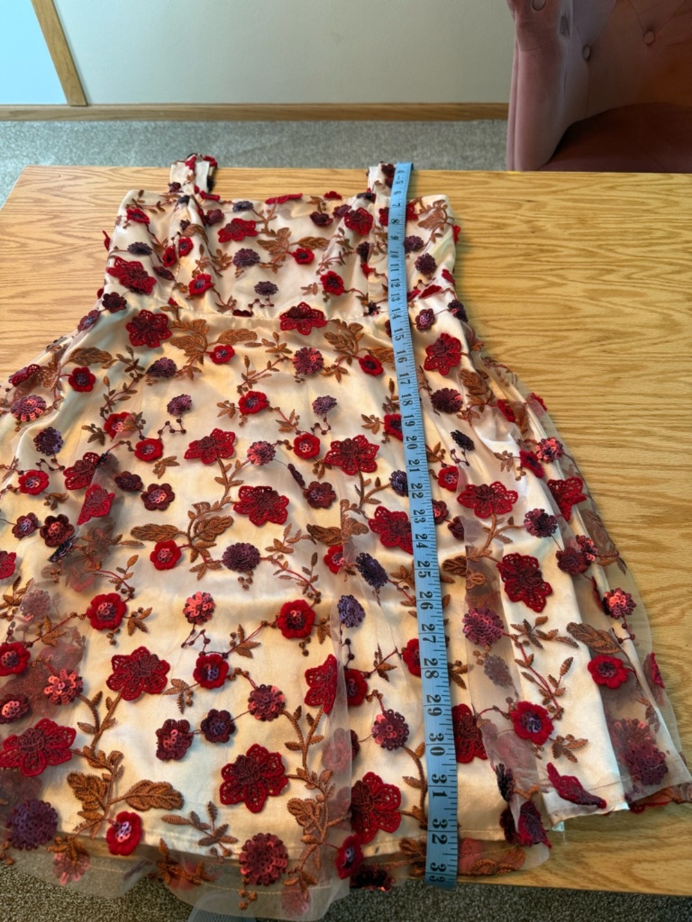 Lulu’s So Excited Nude Embroidered Sequin Skater Dress XL - Picture 11 of 11